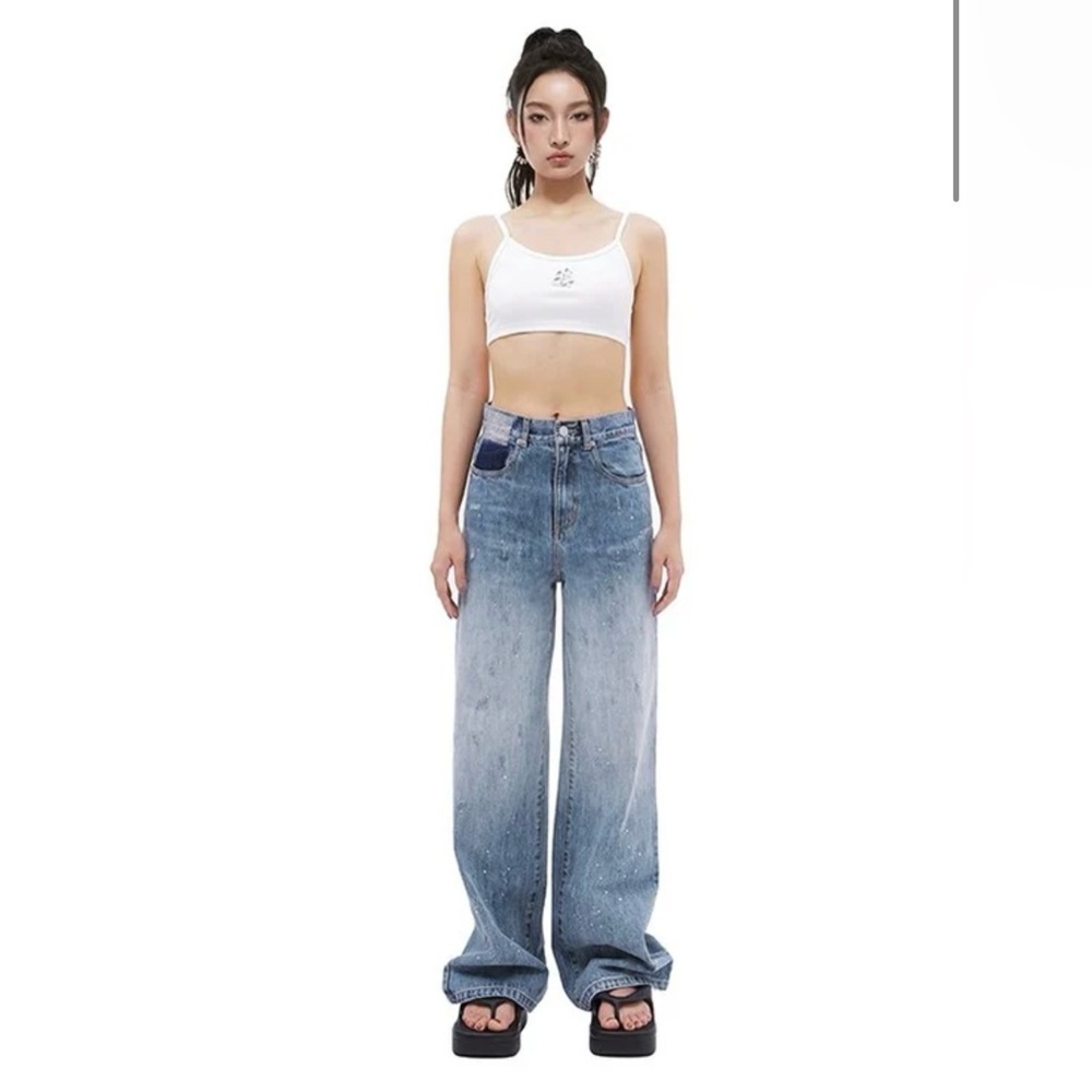 Ann Andelman blue diamond wide leg jeans